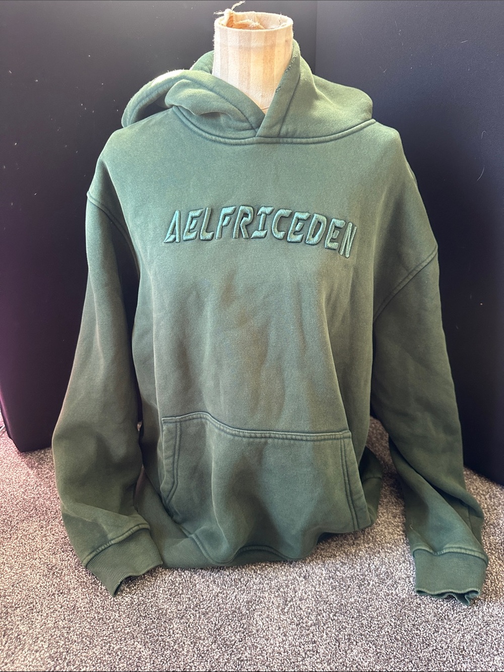 Aelfric Eden rip n dip Olive Green  Hoodie with Raised Logo